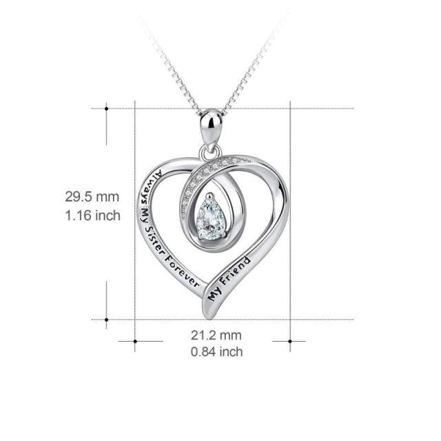 Sterling Silber Cubic Zirkonia Herz Anhänger Halskette mit Box Kette-4