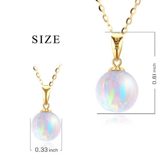 14K Gold Opal Round Pendant Necklace-4