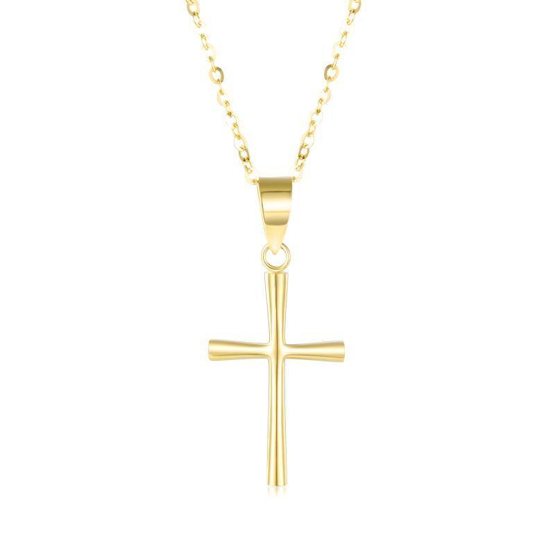 18K Gold Cross Pendant Necklace-1
