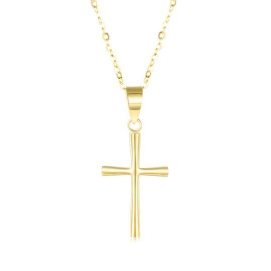 18K Gold Cross Pendant Necklace