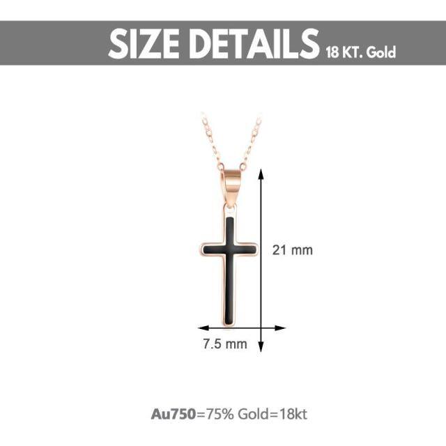 18K Rose Gold Cross Pendant Necklace-5