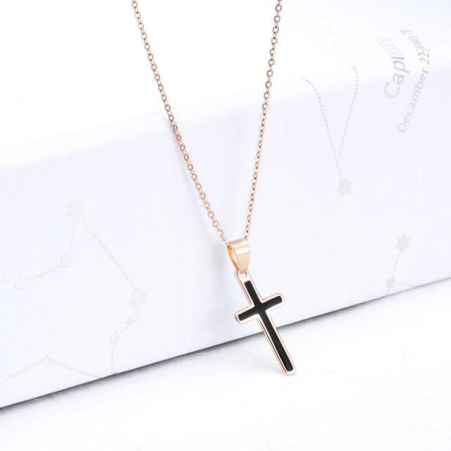 18K Rose Gold Cross Pendant Necklace-2