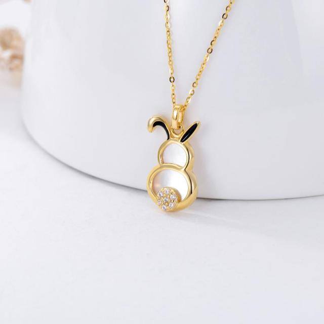 14K Gold Pearl Rabbit Pendant Necklace-2