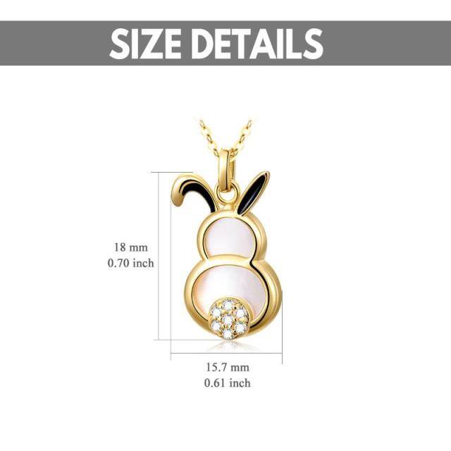 14K Gold Pearl Rabbit Pendant Necklace-4