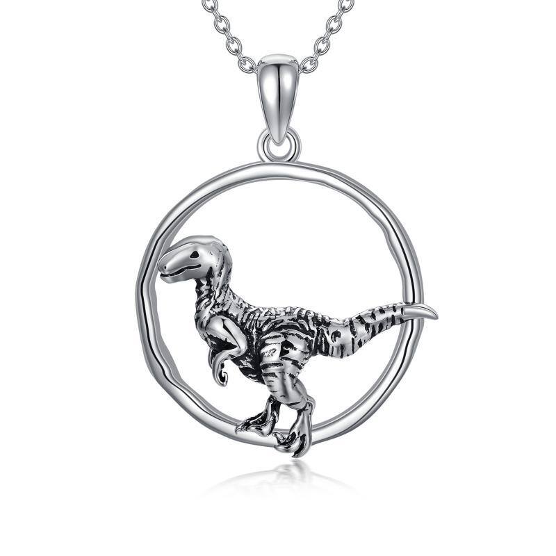 Sterling Silber Dinosaurier Anhänger Halskette-1