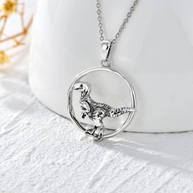 Sterling Silver Dinosaurs Pendant Necklace-2