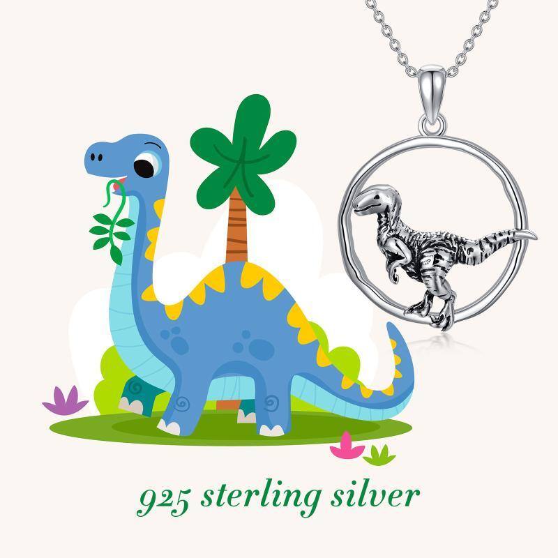 Sterling Silver Dinosaurs Pendant Necklace-6