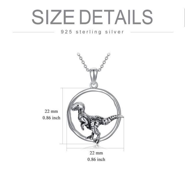 Sterling Silver Dinosaurs Pendant Necklace-4