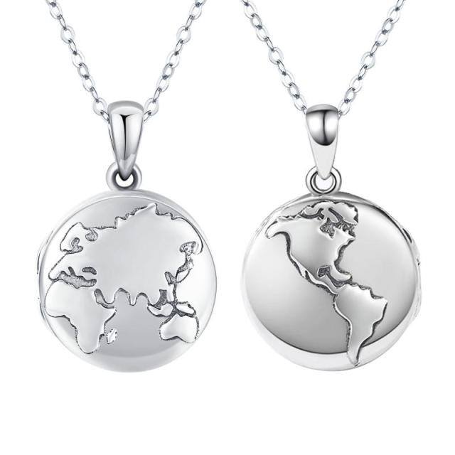 Sterling Silver Round Personalized Photo Locket Necklace-0