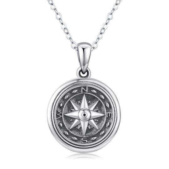 Sterling Silver Compass Personalized Photo Locket Necklace