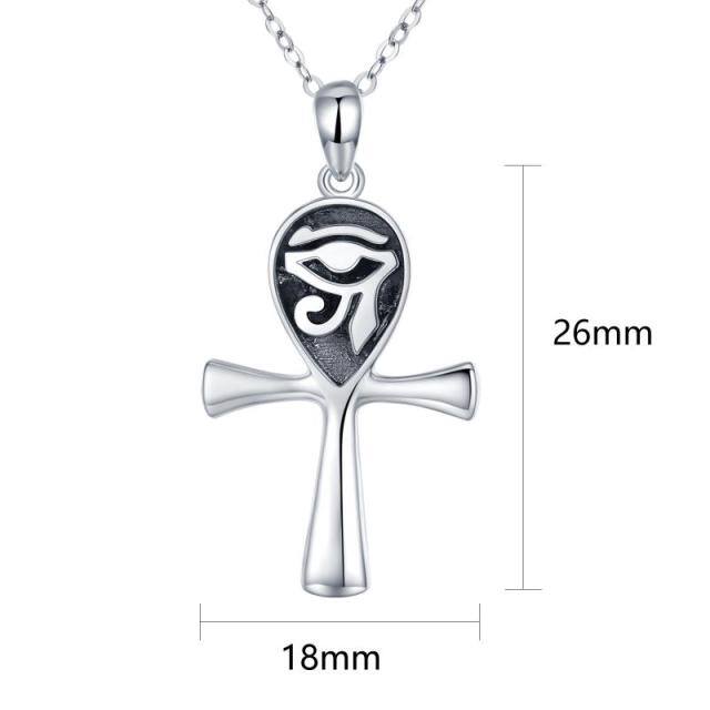 Collana con ciondolo croce occhio di Horus in argento sterling-3