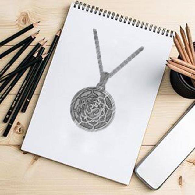 Sterling Silver Lotus Personalized Photo Locket Necklace-3