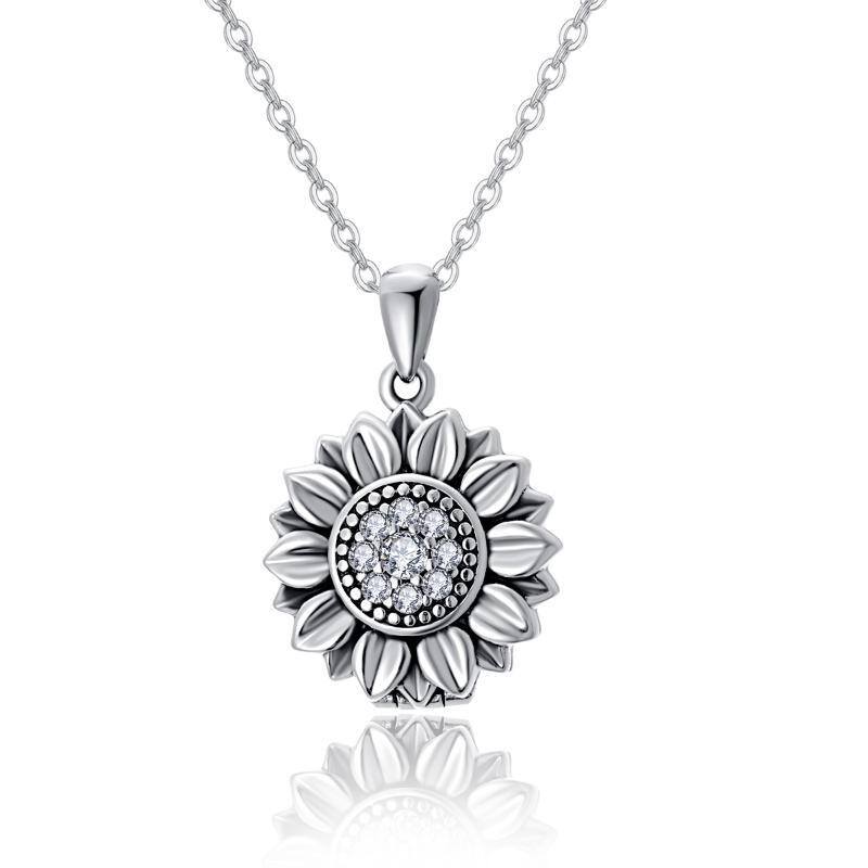 Sterling Silver Sunflower Pendant Necklace-1