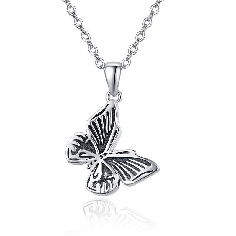 Sterling Silver Butterfly Pendant Necklace-1