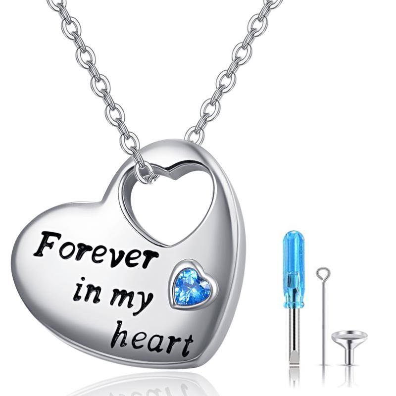Sterling Silber Hollow Heart Urn Halskette für Asche eingraviert immer in meinem Herzen-1