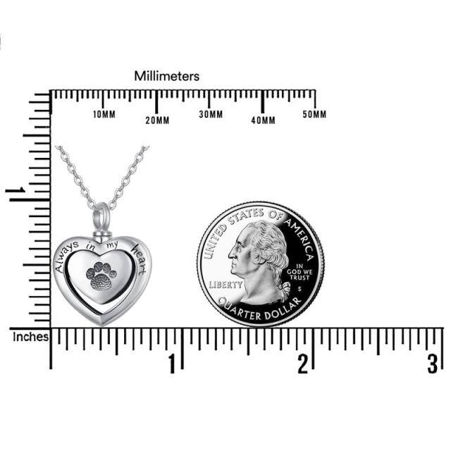 Sterling Silver Footprints & Heart Pendant Necklace with Engraved Word-5