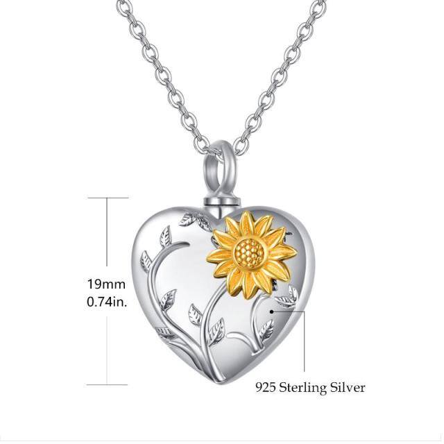 Sterling Silver Two-tone Sunflower Pendant Necklace-7
