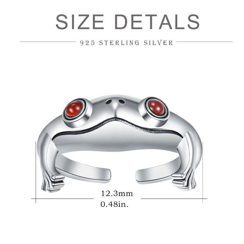 Sterling Silver Zircon Frog Open Ring-6