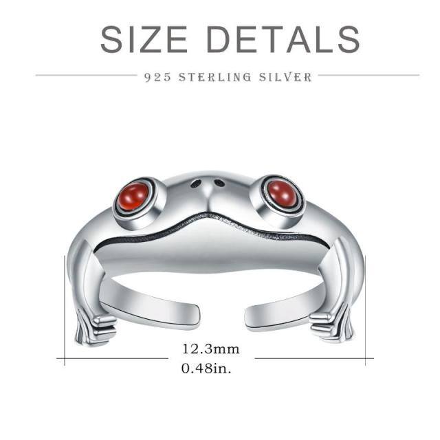 Sterling Silver Zircon Frog Open Ring-5