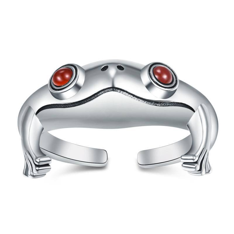 Sterling Silber Zirkon Frosch offener Ring-1