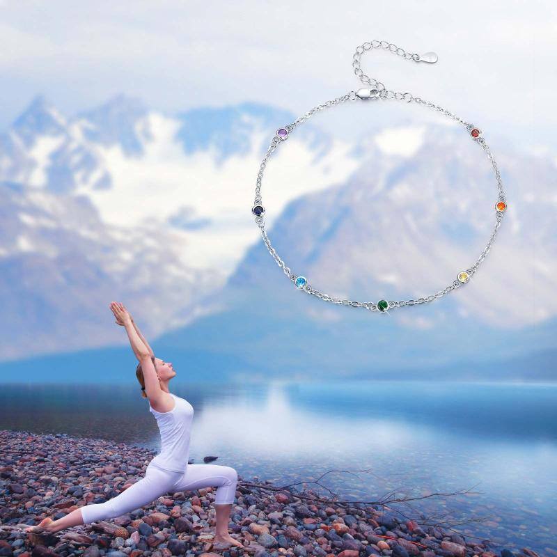 Bracelet pendentif yoga chakras en argent sterling et oxyde de zirconium-6
