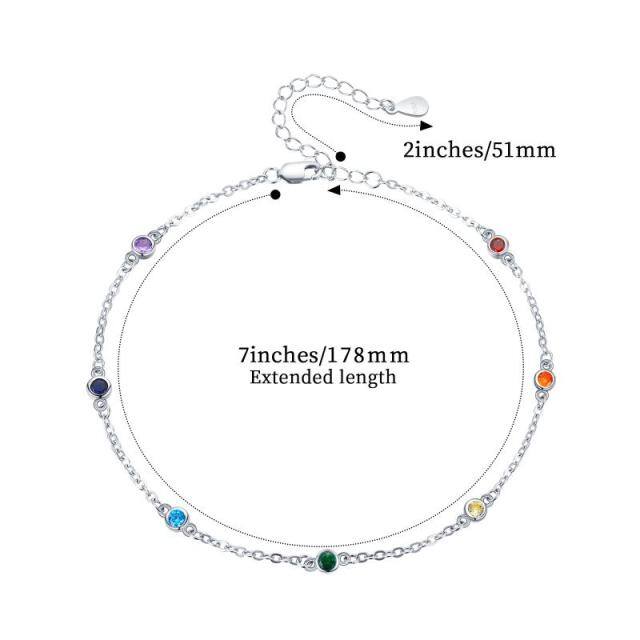 Sterling Silver Cubic Zirconia Chakras & Yoga Pendant Bracelet-2