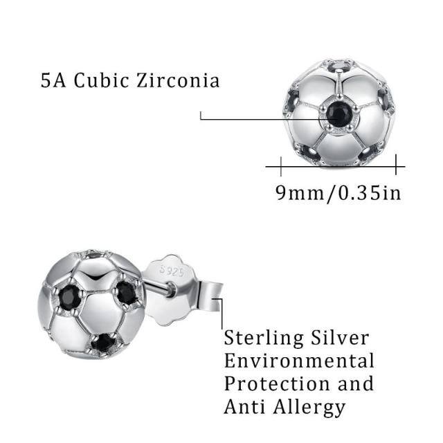 Sterling zilveren Cubic Zirkonia Voetbal Stud Oorbellen-6