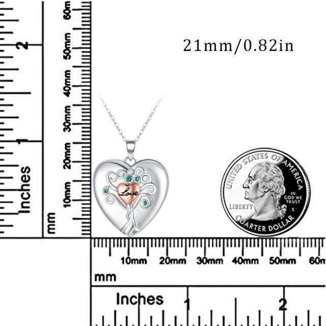 Colar de prata esterlina com pingente de coração e medalhão de fotos personalizado-4