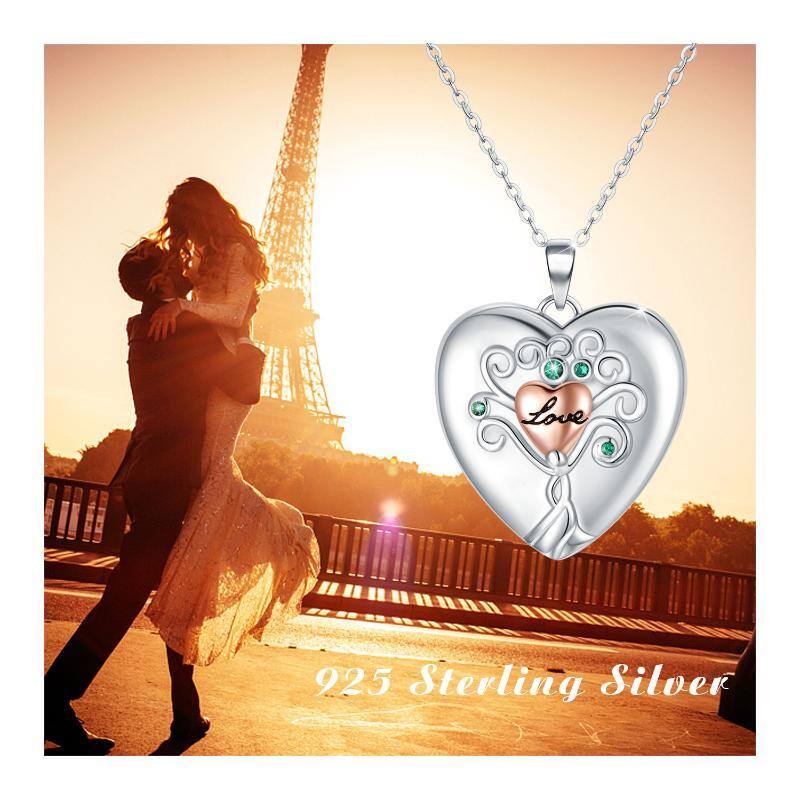 Sterling Silver Heart Pendant Personalized Photo Locket Necklace-9
