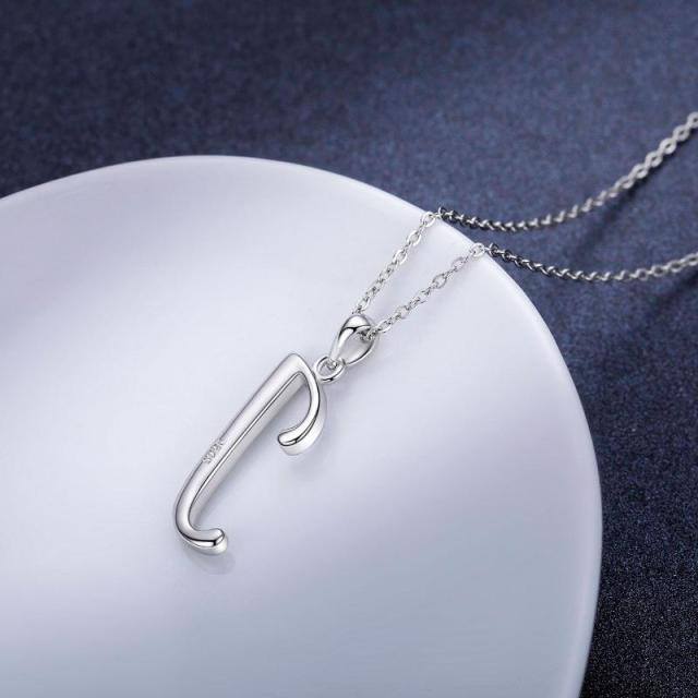 Sterling Silver Opal Personalized Initial Letter J Pendant Necklace-5