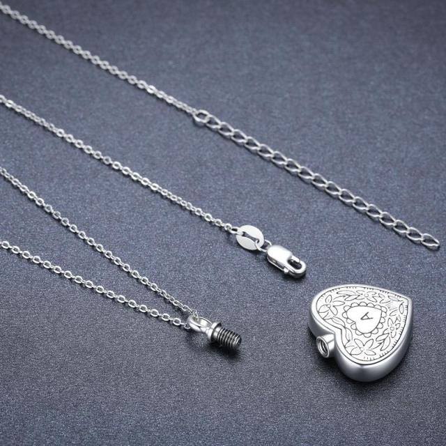 Sterling Silver Heart Urn Necklace for Ashes with Initial Letter A-4