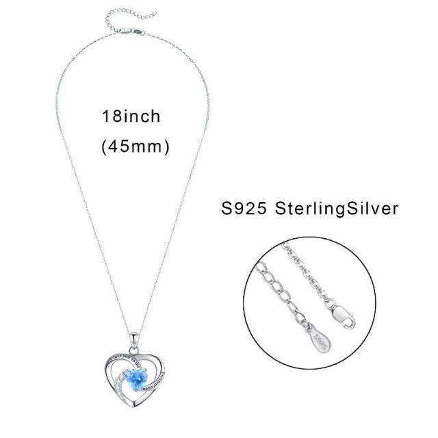 Sterling Silver Cubic Zirconia Triforce Heart Pendant Necklace with Engraved Word-6