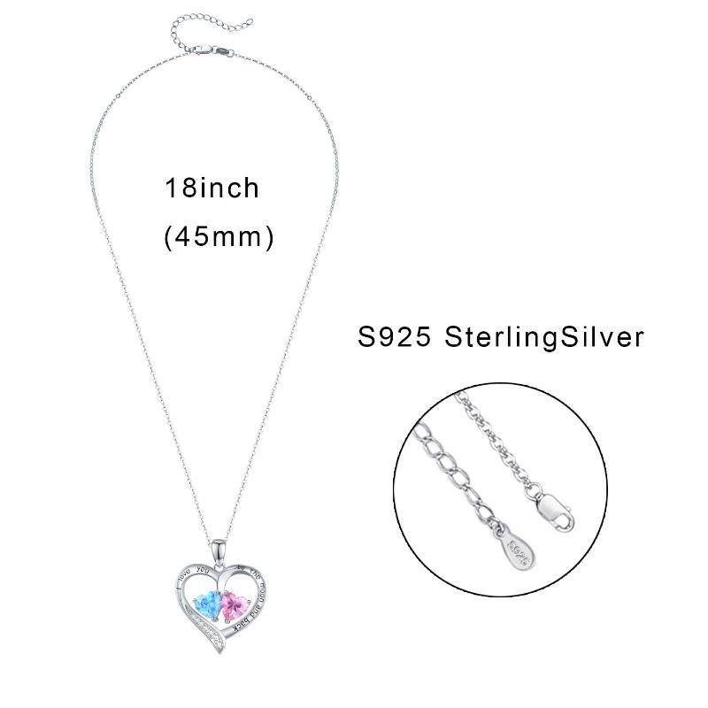 Sterling Silver Cubic Zirconia & Opal Heart Pendant Necklace-8