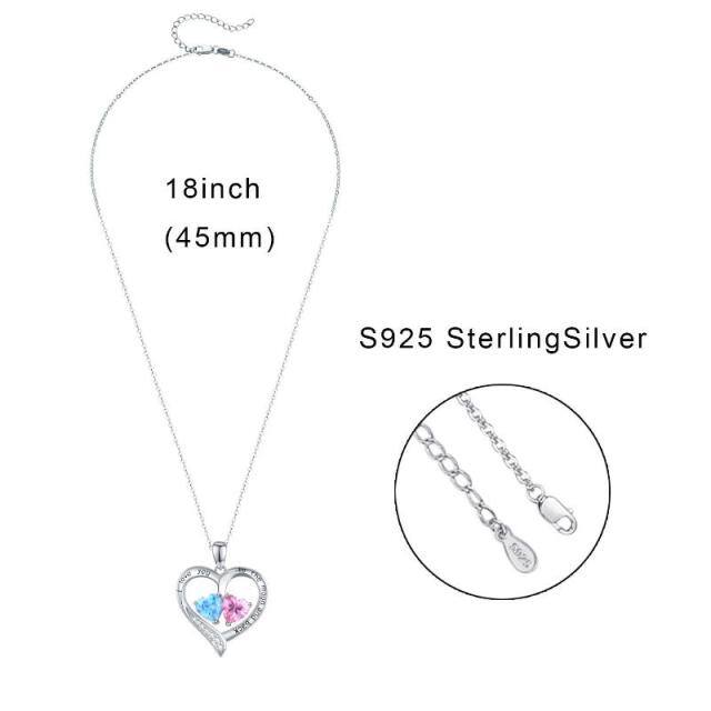 Sterling Silver Cubic Zirconia & Opal Heart Pendant Necklace-7