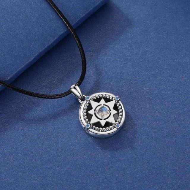 Sterling Silver Moonstone Compass Personalized Photo Locket Necklace-6