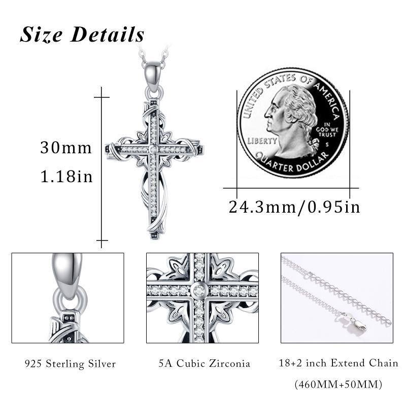Sterling Silver Cross Pendant Necklace-7