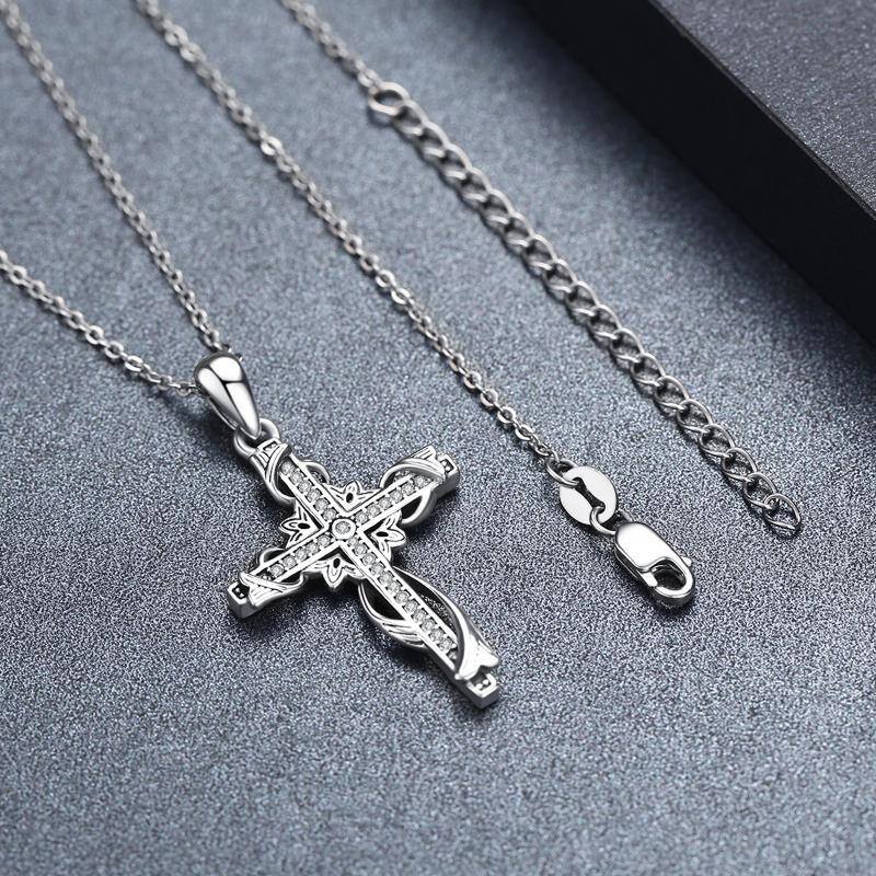 Sterling Silver Cross Pendant Necklace-5