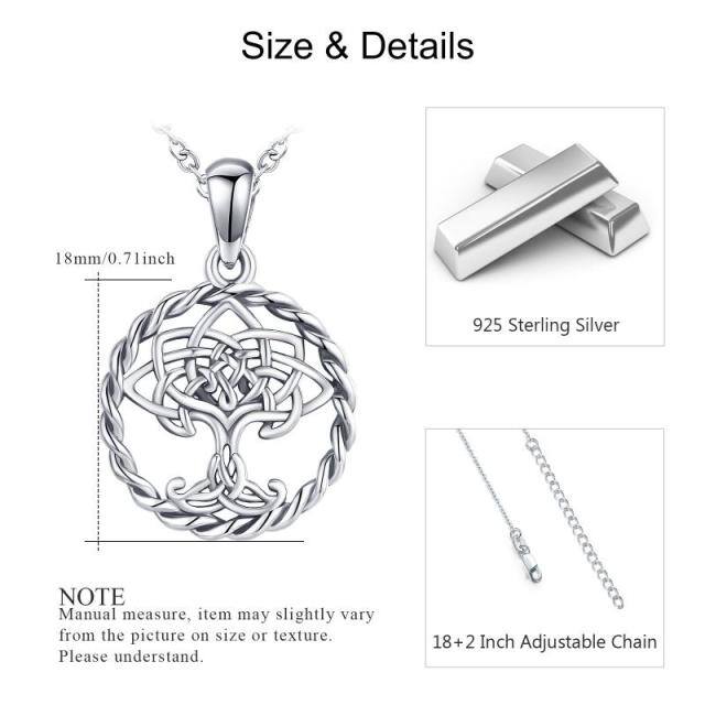 Sterling Silver Tree Of Life & Celtic Knot Pendant Necklace-4