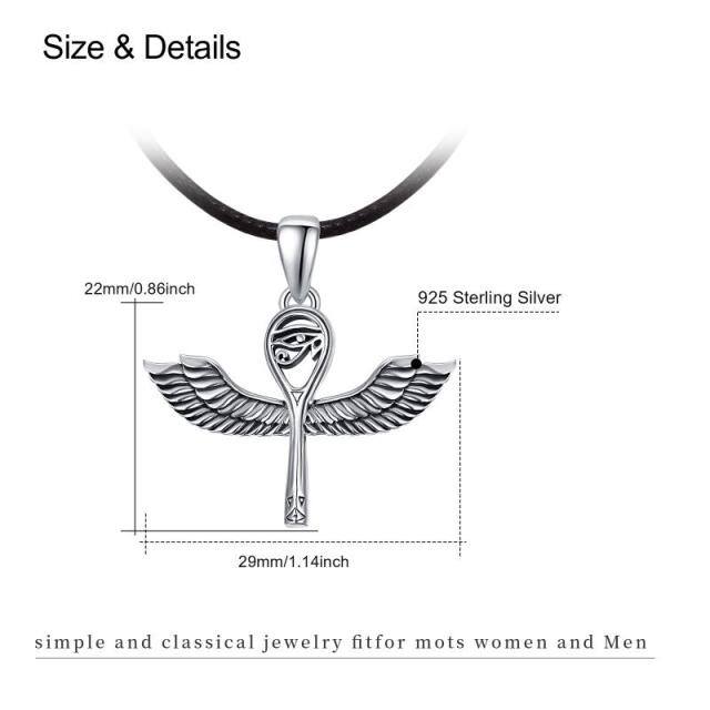 Ankh Cross Necklace Eye of Horus Necklace 925 Sterling Silver Ankh Angle Wing Pendant Ancient Egyptian Amulet All-Seeing-Eye Necklace Ankh Jewelry for Women Men-4