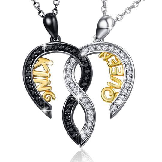 Collana con ciondolo a forma di coppia in argento sterling con zirconia cubica tridimensio