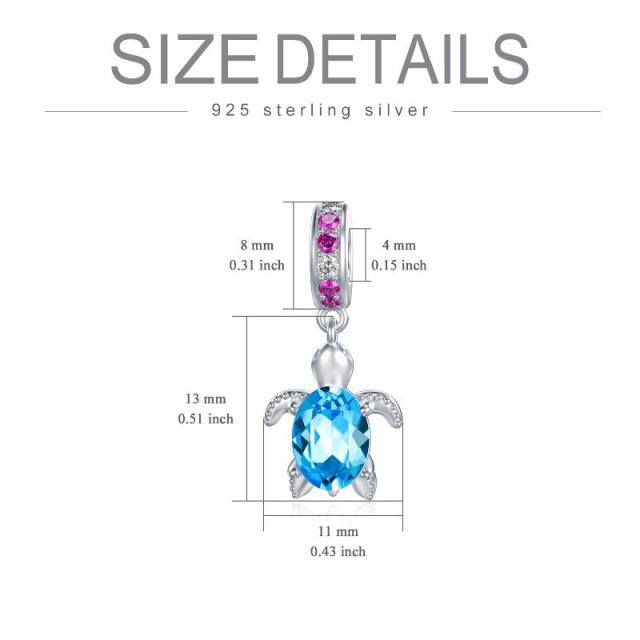 Sterling Silver Oval Shaped Crystal Sea Turtle Pendant Charms-5