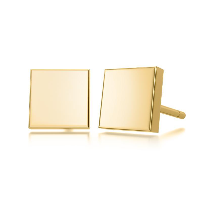 18K Gold Square Stud Earrings-1