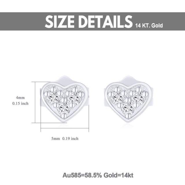14K White Gold Moissanite Heart Stud Earrings-4