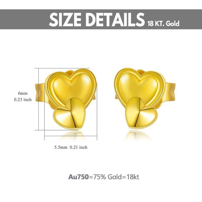 18K Gold Heart With Heart Stud Earrings-5