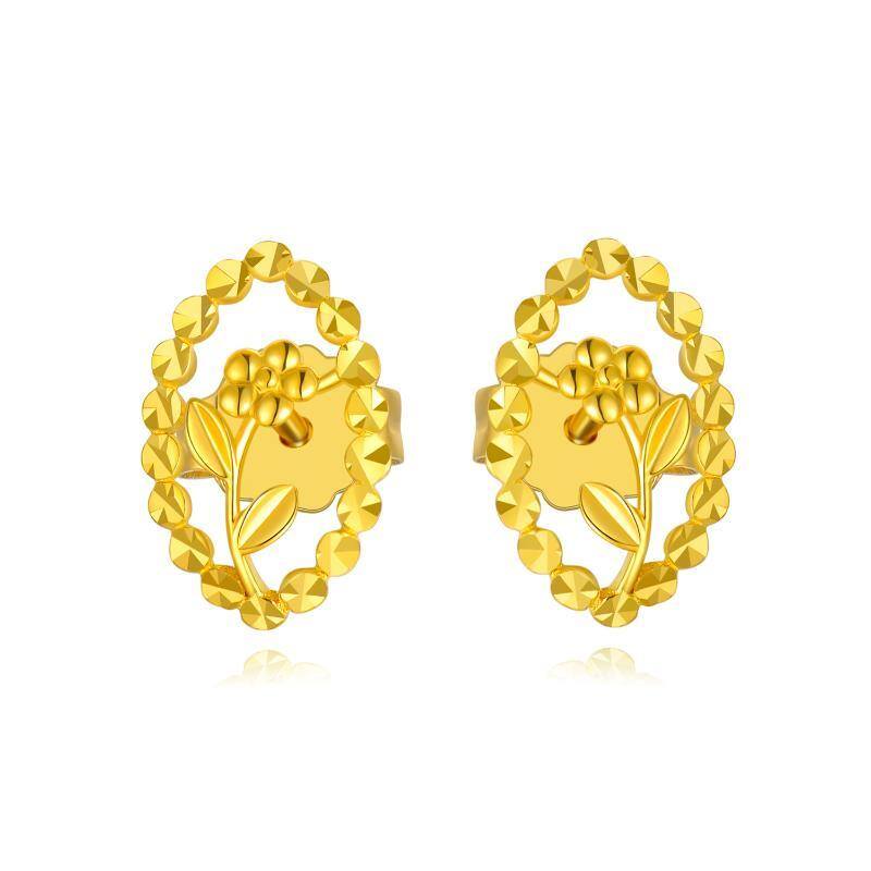 18K Gold Wildflowers Stud Earrings-1