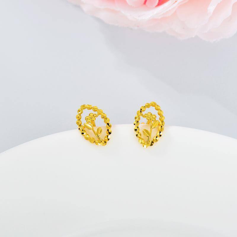 18K Gold Wildblumen Ohrstecker-3