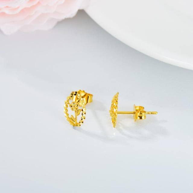 18K Gold Wildflowers Stud Earrings-4