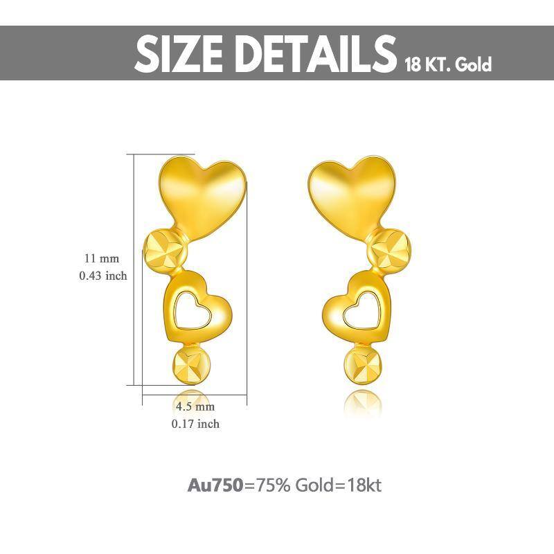 18K Gold Heart With Heart Stud Earrings-6