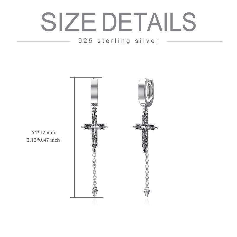 Sterling Silver Cross Drop Earrings-5