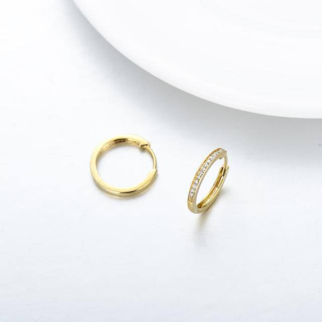 9K Gold kreisförmig Moissanit Runde Reifen Ohrringe-3